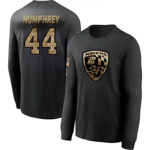 Men's Marlon Humphrey Baltimore Ravens Black 2020 Salute To Service Sideline Performance Long Sleeve T-Shirt