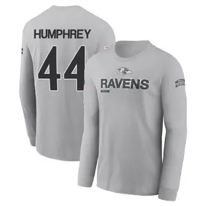 Men's Marlon Humphrey Baltimore Ravens Gray 2024 Salute to Service Long Sleeve T-Shirt